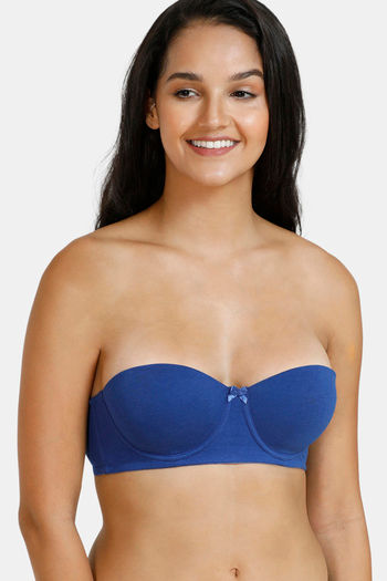 Buy Zivame Beautiful Basics Padded Wired Medium Coverage Strapless Bra - Sodalite Blue